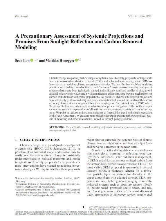 A Precautionary Assessment of Systemic Projections and Promises From Sunlight Reflection and Carbon Removal Modelling