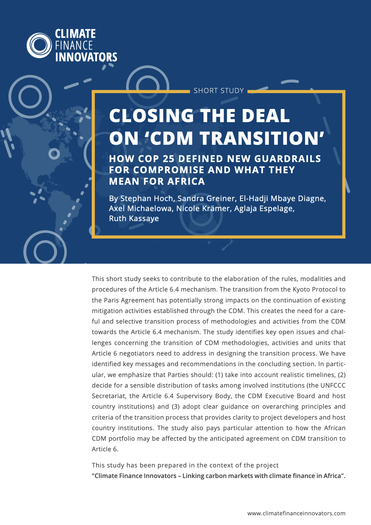 Closing the deal on CDM transition