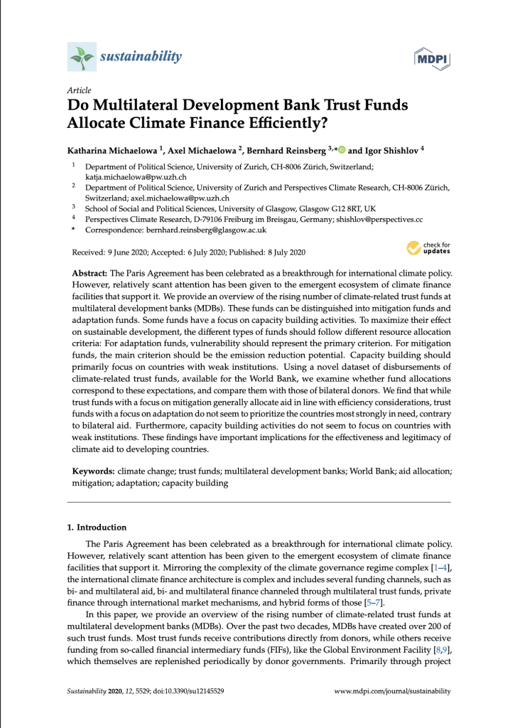 Do Multilateral Development Bank Trust Funds Allocate Climate Finance Efficiently?