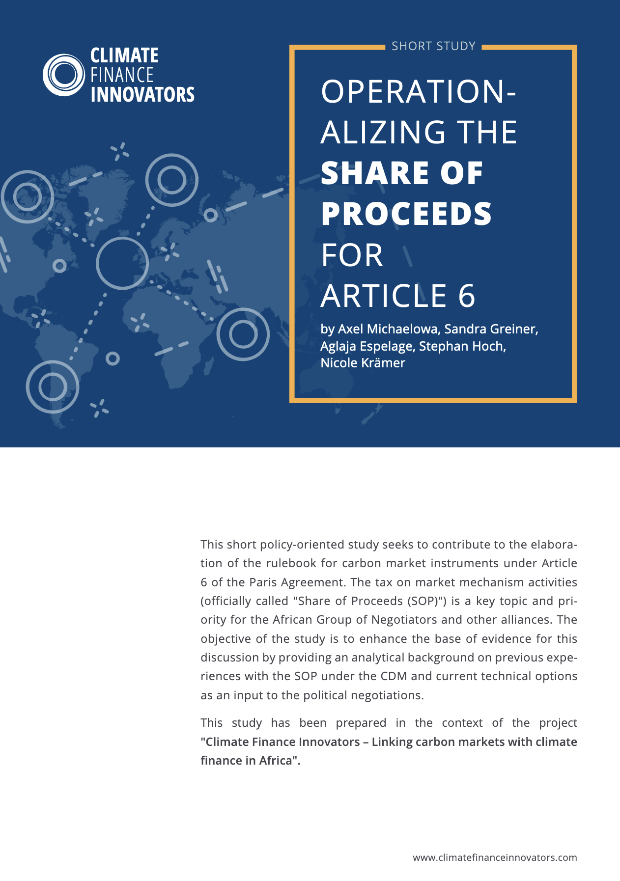 Operationalizing the share of proceeds for Article 6