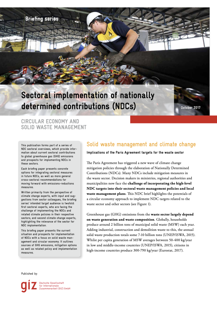 Sectoral Implementation of Nationally Determined Contributions (NDCs)