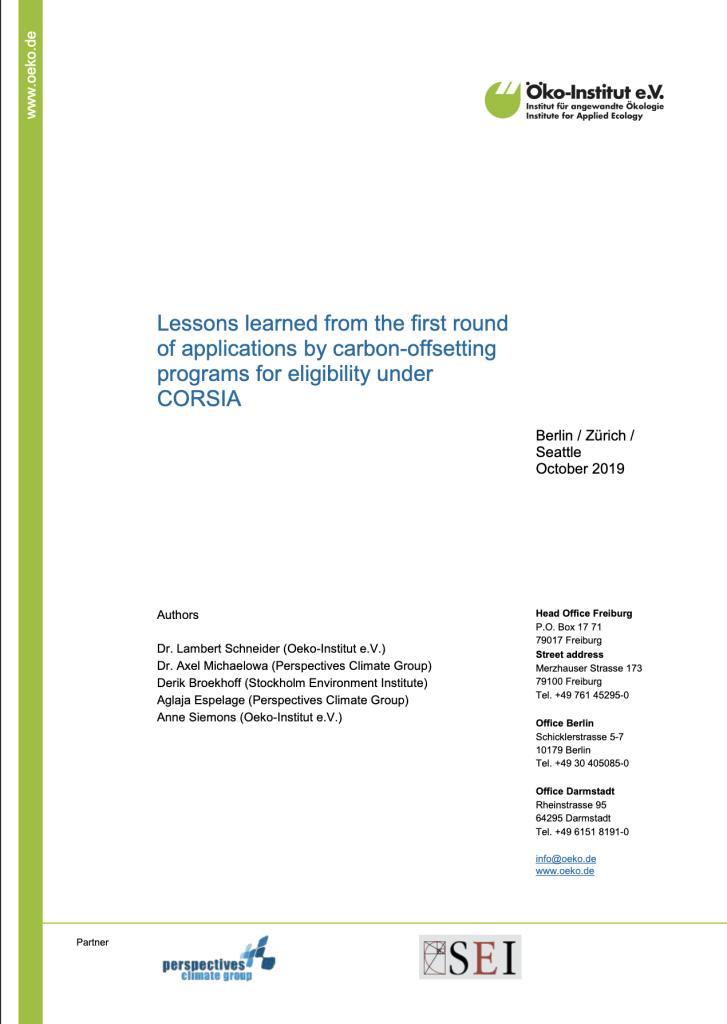 Lessons learned from the first round of applications by carbon-offsetting programs for eligibility under CORSIA