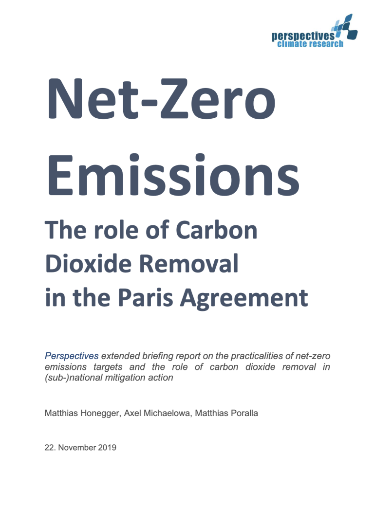 Net-Zero Emissions – The role of Carbon Dioxide Removal in the Paris Agreement