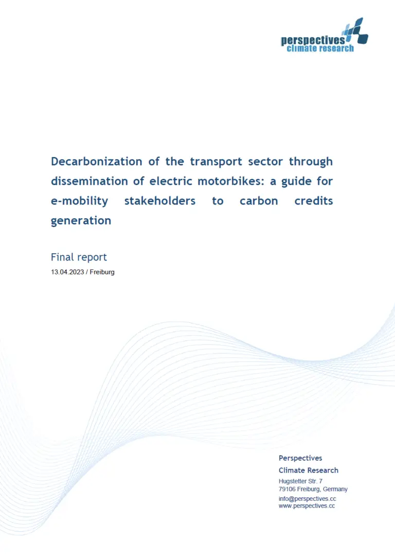 Decarbonization of the transport sector through dissemination of electric motorbikes: a guide for e-mobility stakeholders to carbon credits generation